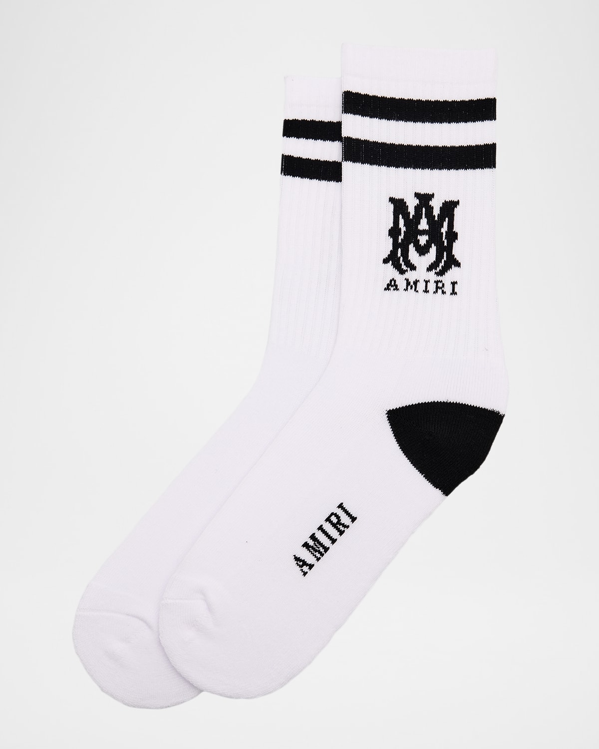 Amiri Men 's MA Double-Stripe Ribbed Crew Socks | Thumbnail 4