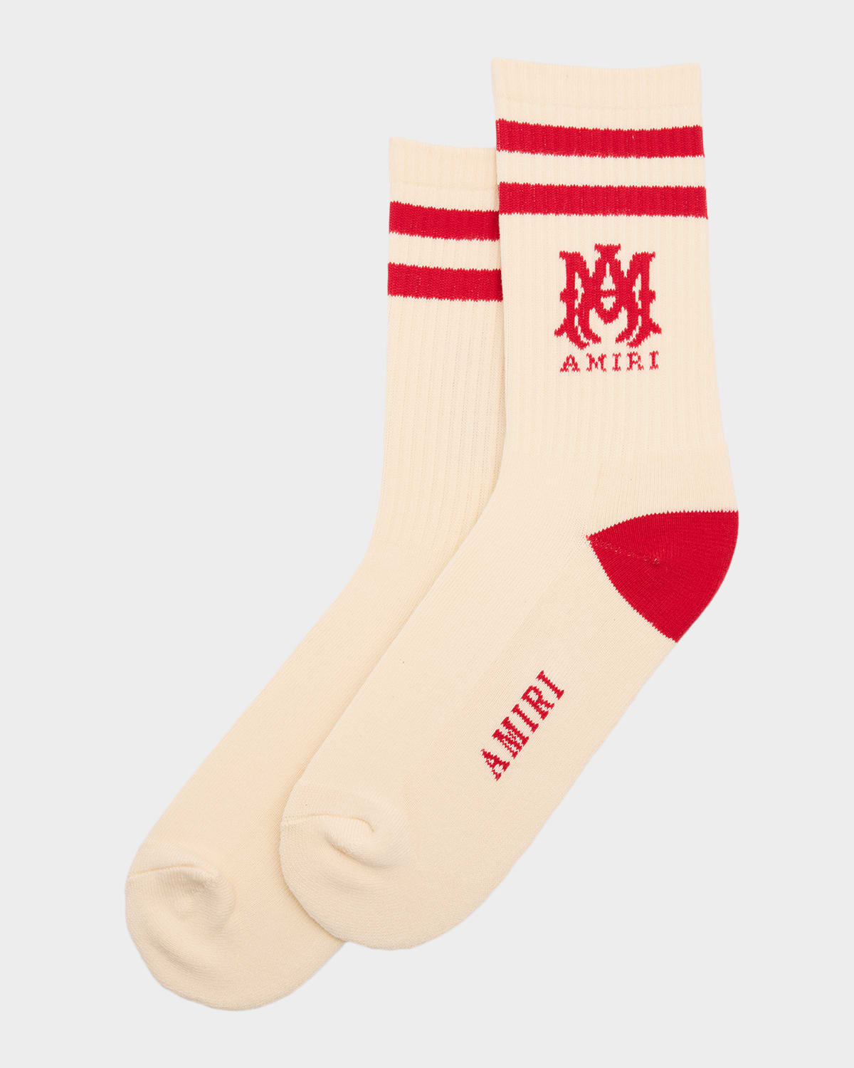 Amiri Men 's MA Double-Stripe Ribbed Crew Socks