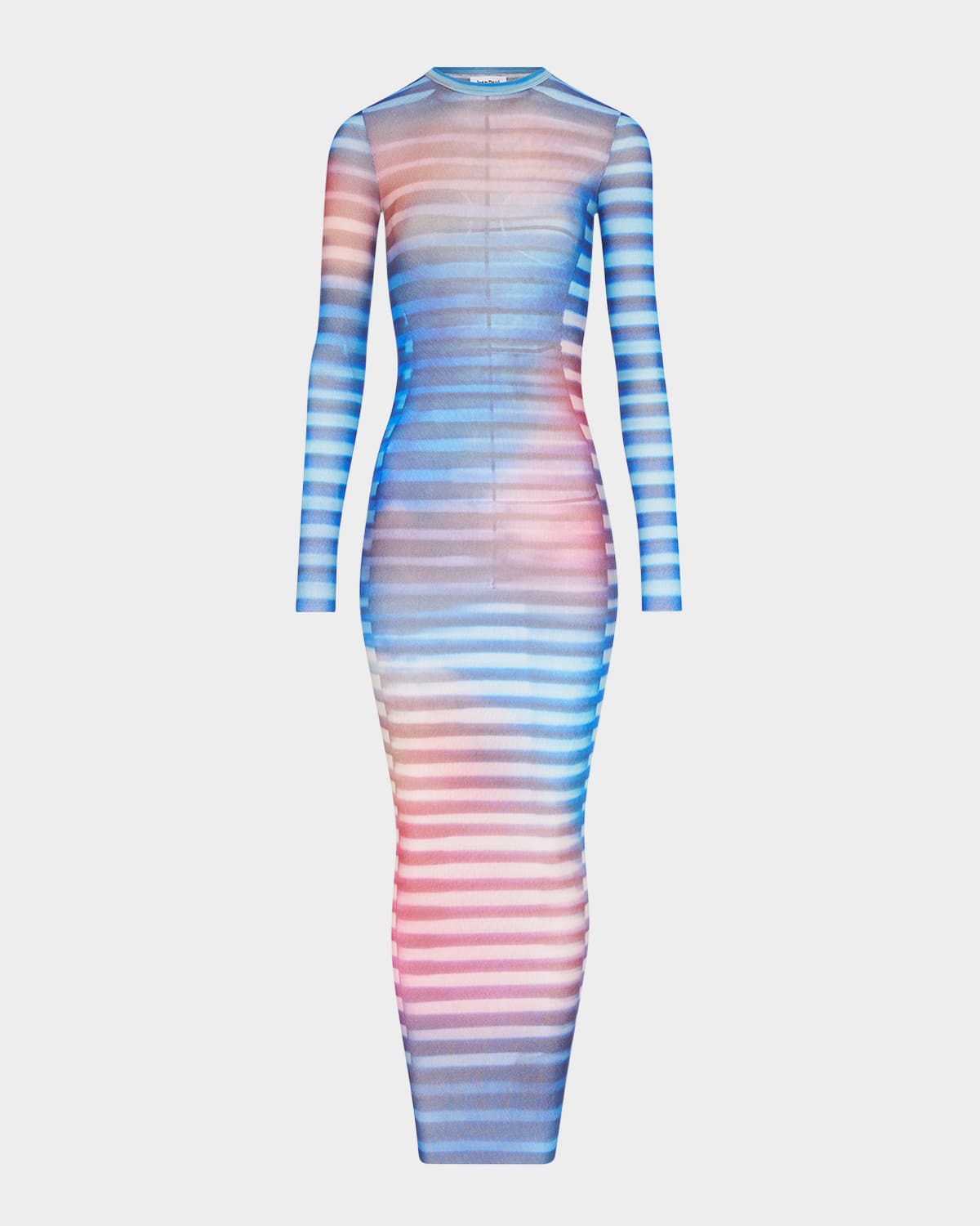 Jean Paul Gaultier Air-Print Mesh Long-Sleeve Maxi Dress