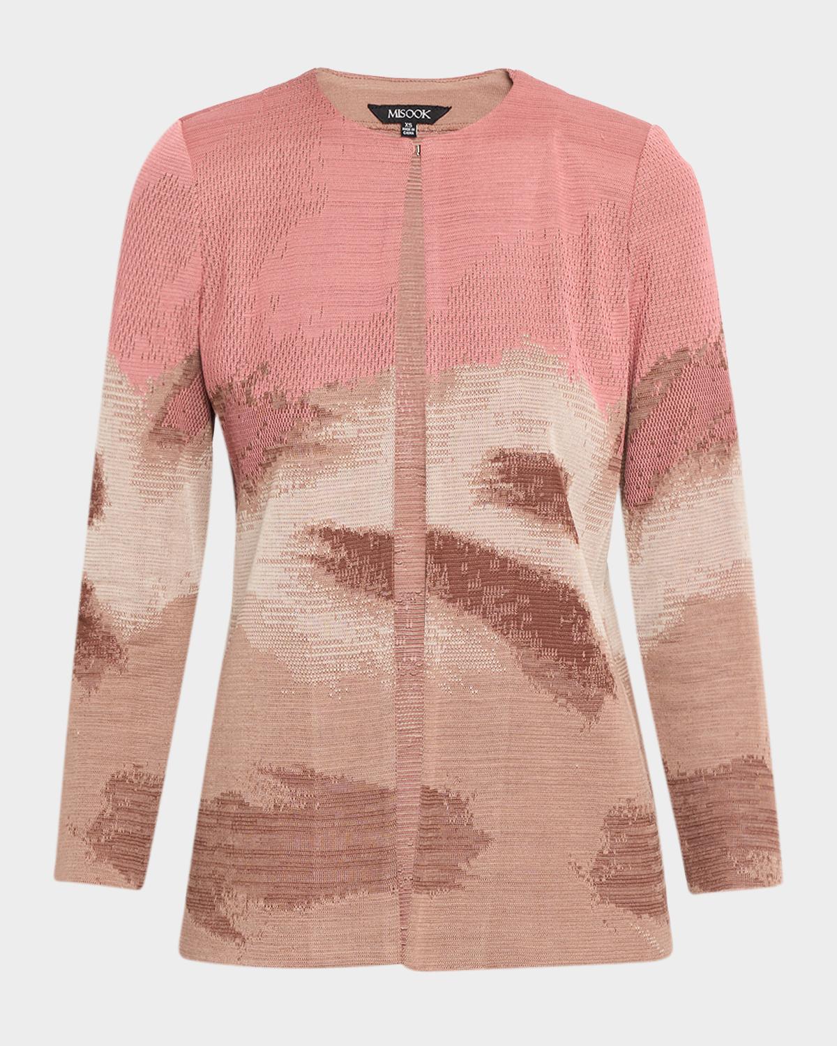 Misook Heritage-Fit Landscape Pattern Knit Jacket