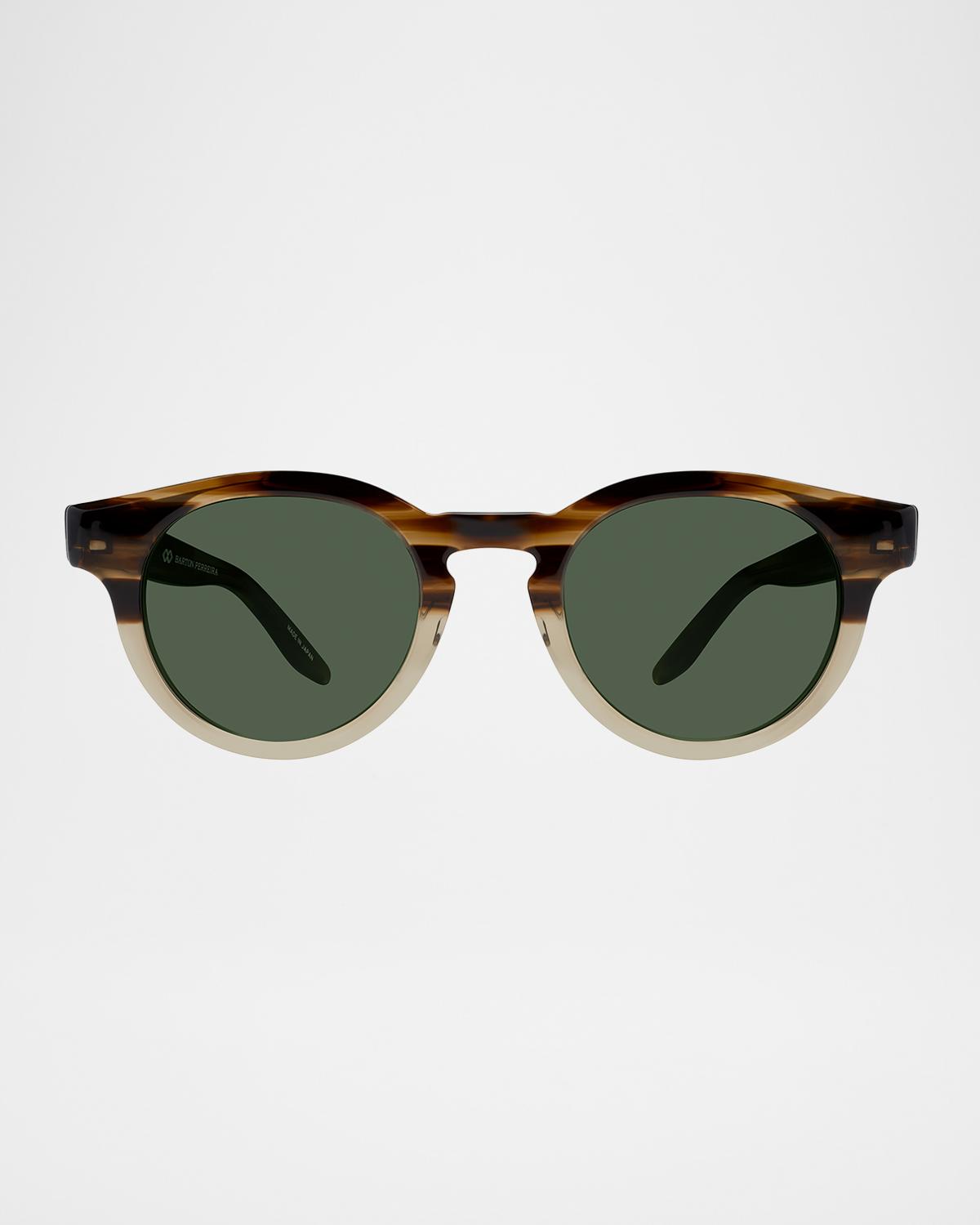 Barton Perreira Men's Oxford Acetate Round Sunglasses
