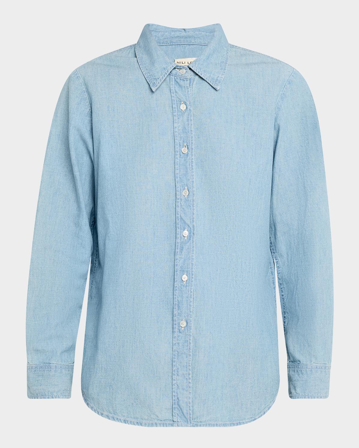 Nili Lotan Monti Chambray Denim Button-Down Shirt