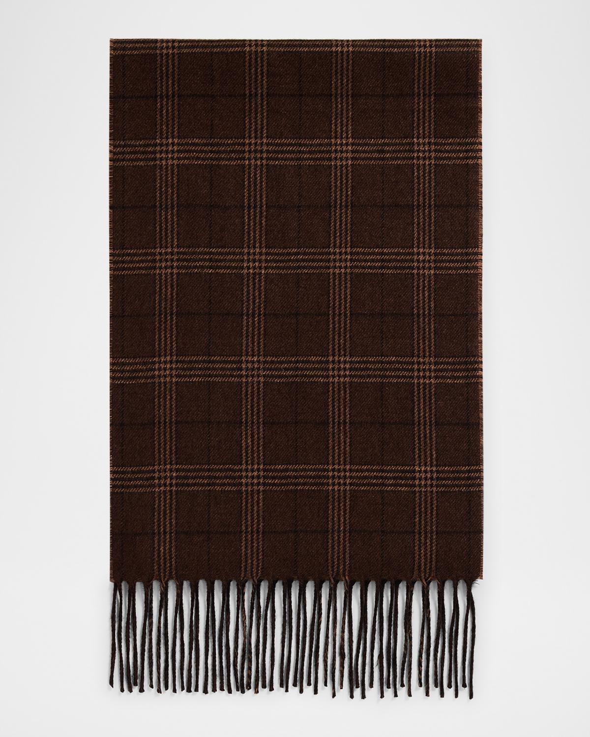 PIACENZA 1733 Men's Baltazar Herringbone to Plaid Silk and Cashmere Scarf
