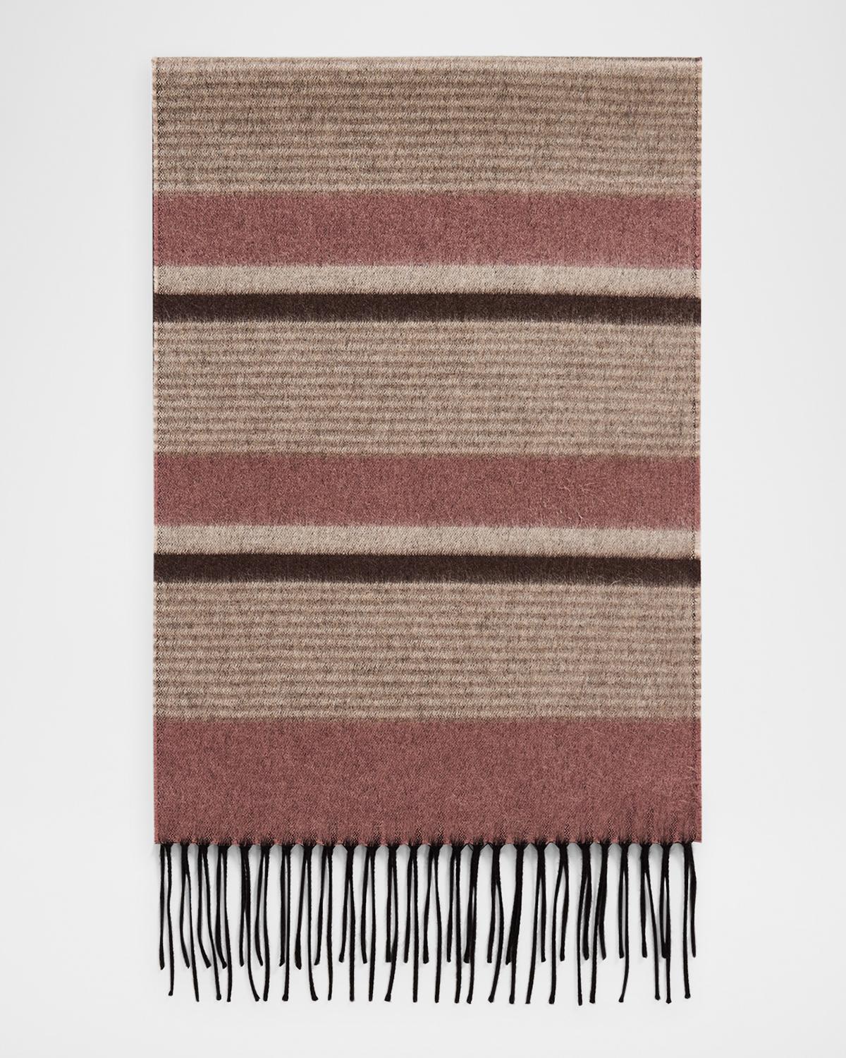 PIACENZA 1733 Men's Rascar Solid to Stripe Silk and Cashmere Scarf