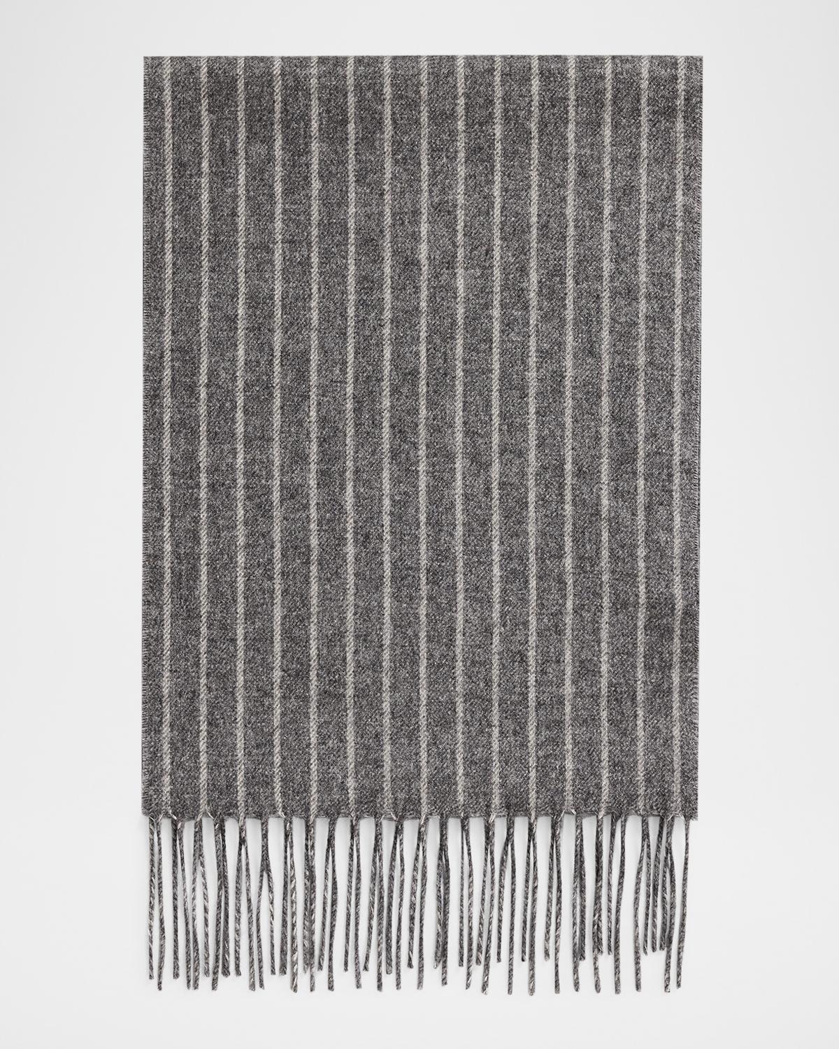 PIACENZA 1733 Men's Lizard Cashmere and Silk Solid To Pinstripe Scarf