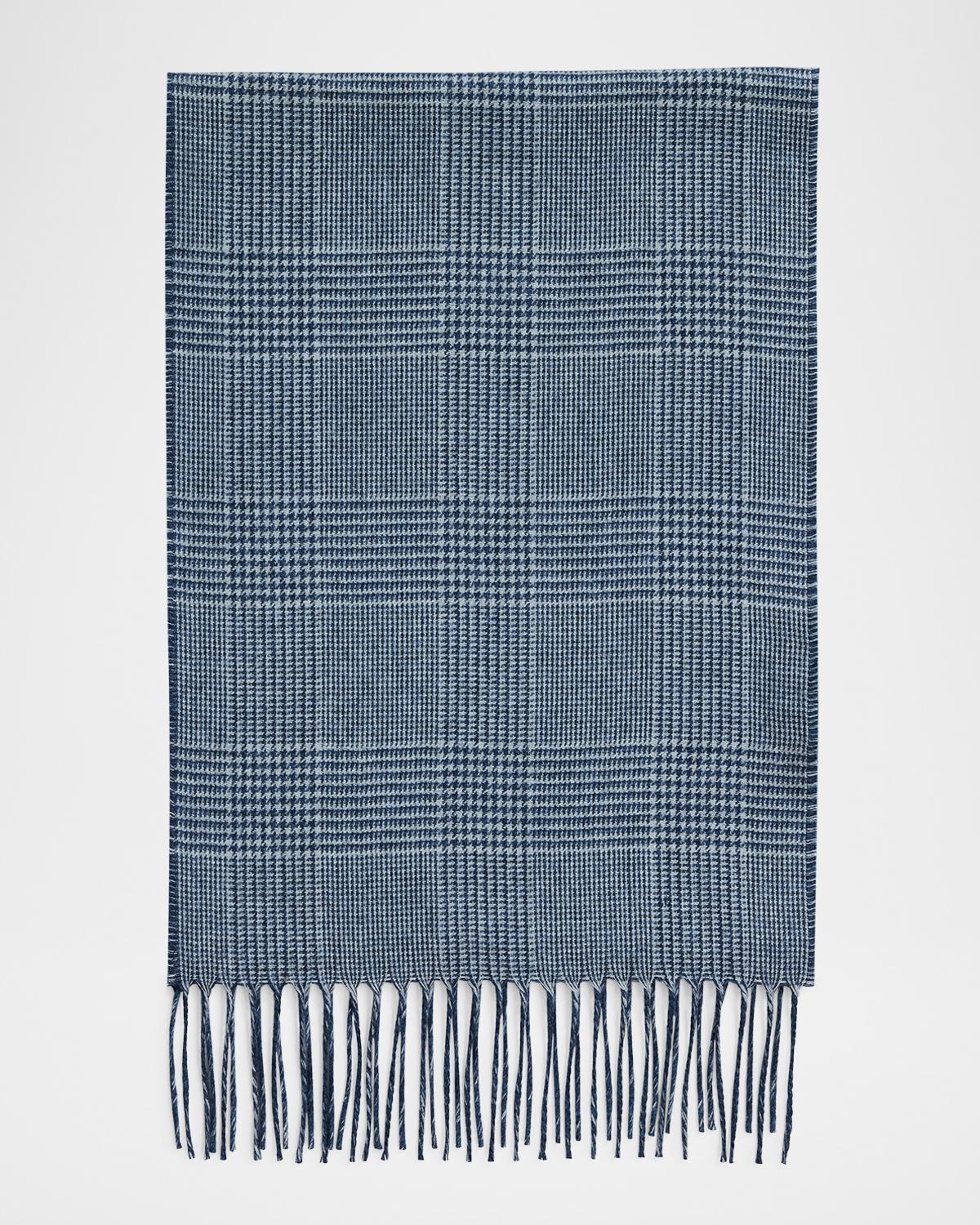 PIACENZA 1733 Men's Dallas Cashmere and Silk Solid To Houndstooth Scarf
