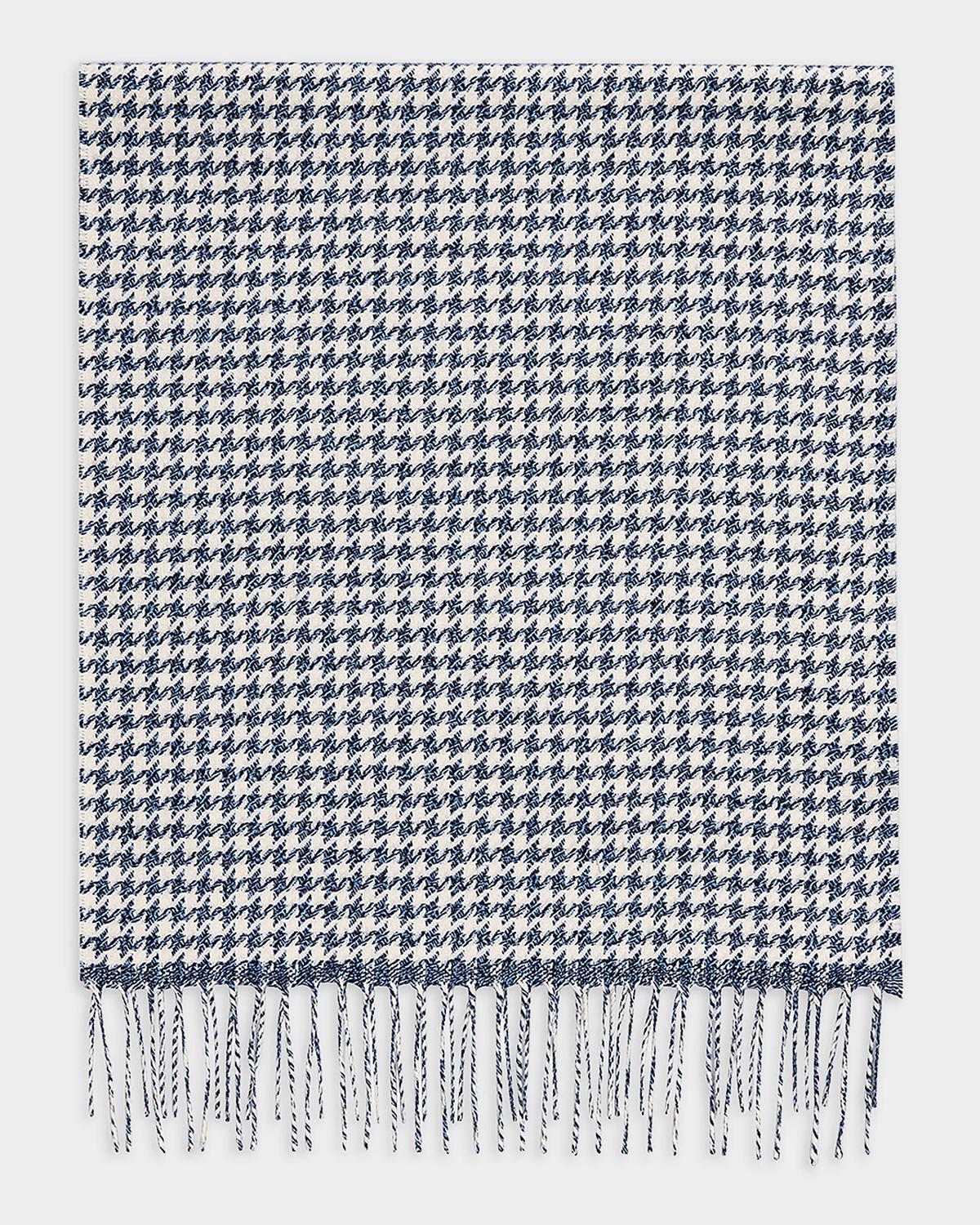 PIACENZA 1733 Men's Silk and Cashmere Twist Houndstooth Scarf