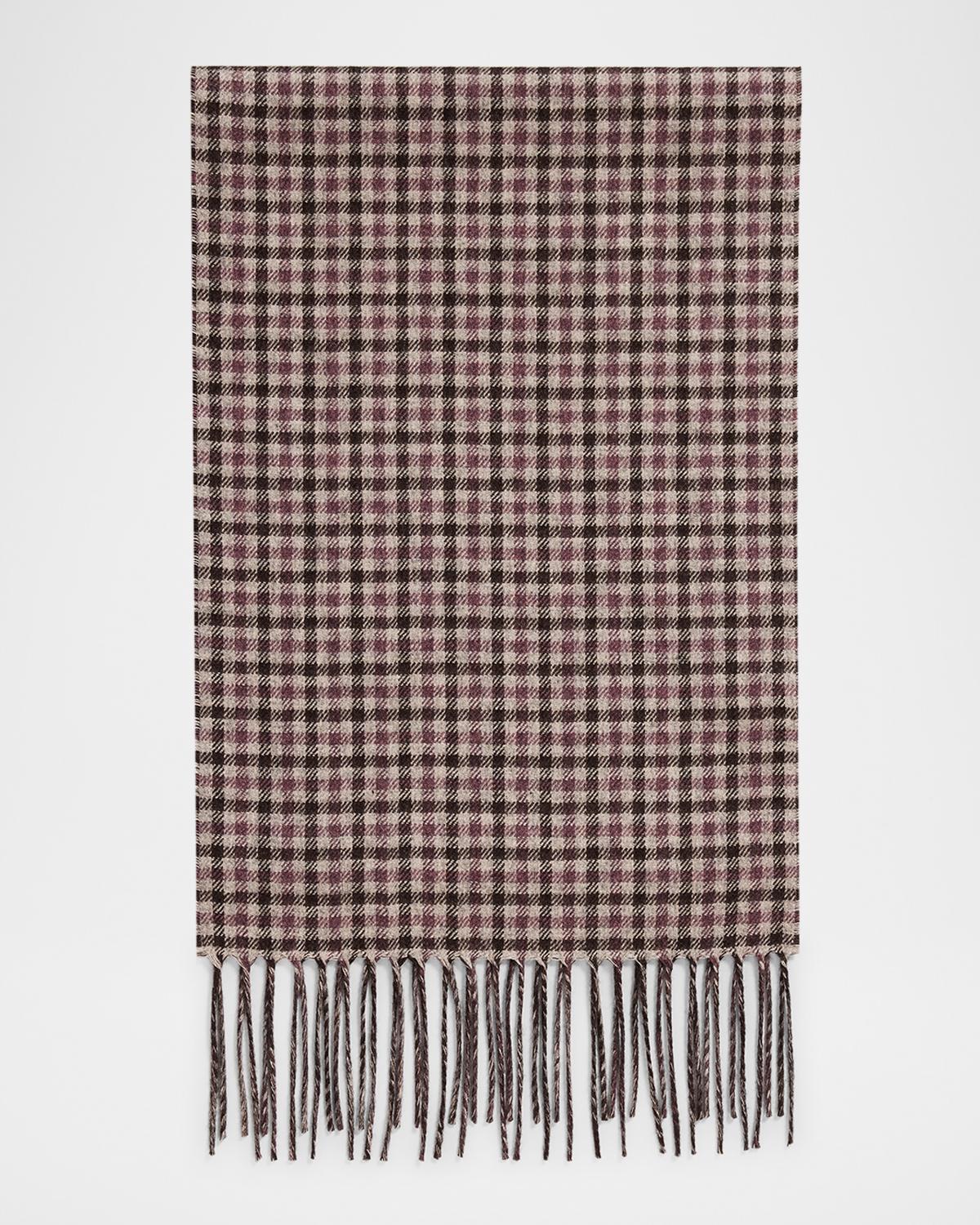 PIACENZA 1733 Men's Iperico Windowpane to Gingham Silk and Cashmere Scarf