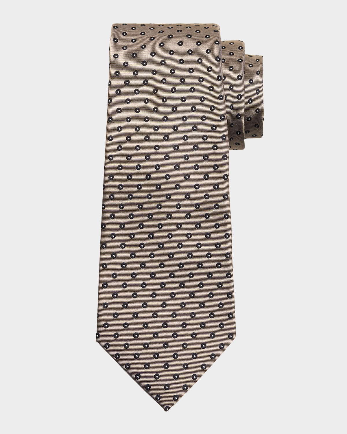 Kiton Men 's Silk Polka Dot Jacquard Seven-Fold Tie