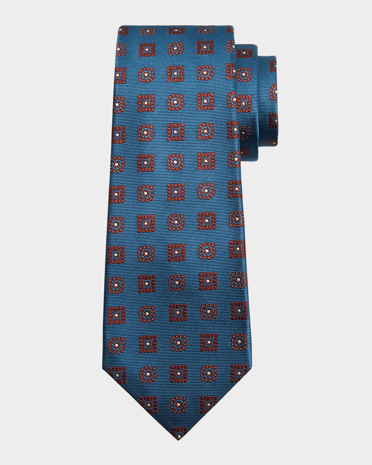 Kiton Men 's Silk Geometric Jacquard Seven-Fold Tie