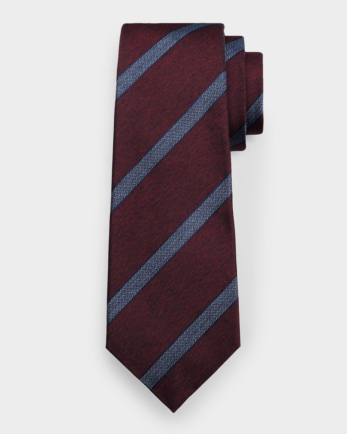 Kiton Men 's Herringbone Stripe Silk Tie