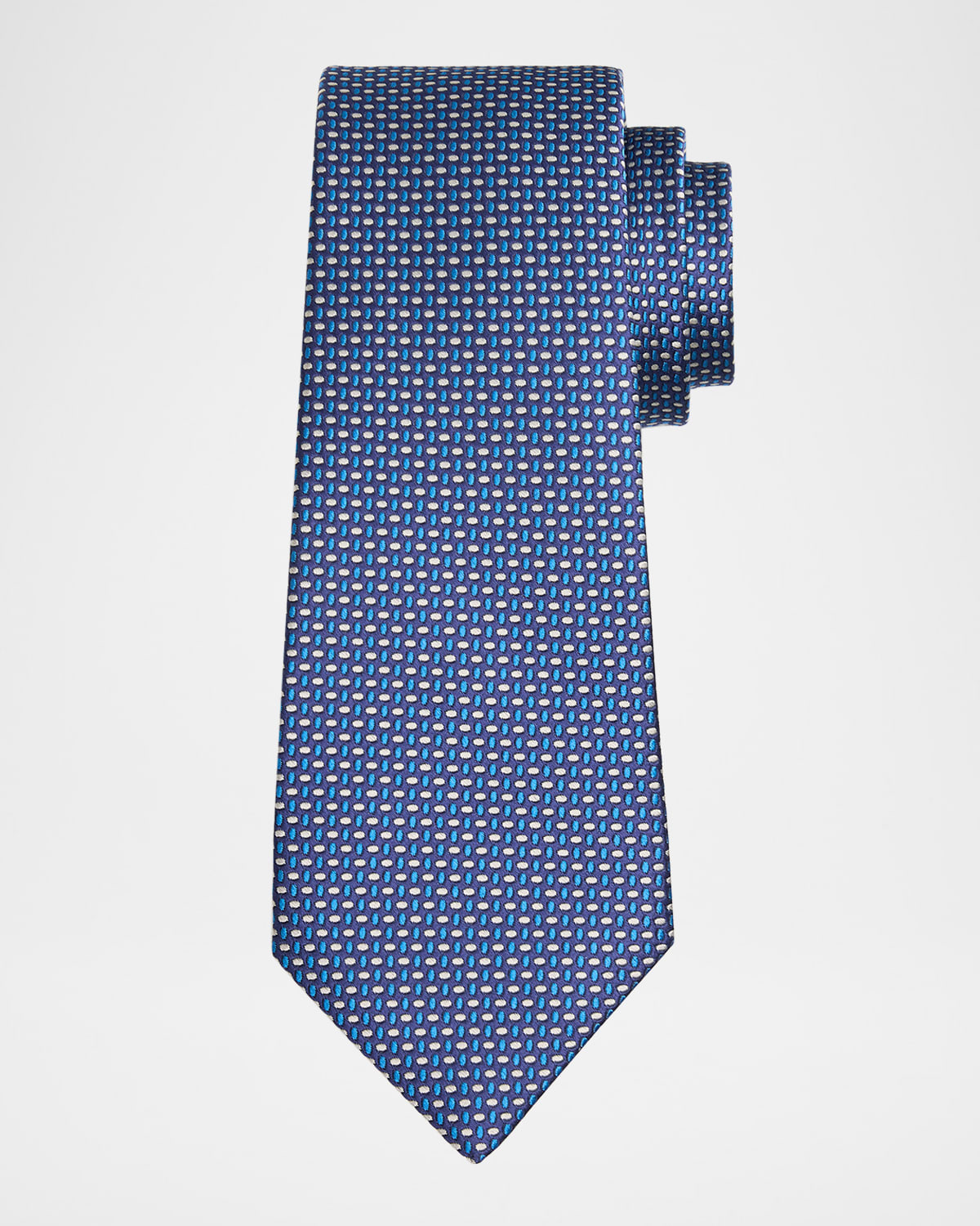 Kiton Men 's Silk Woven Ovals Seven-Fold Tie