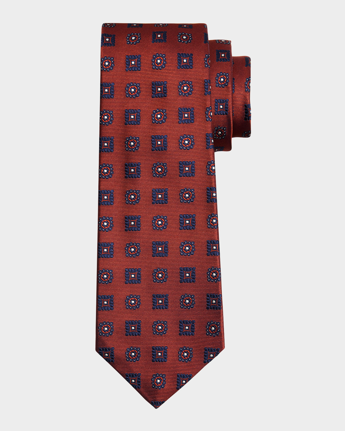 Kiton Men 's Silk Geometric Jacquard Seven-Fold Tie