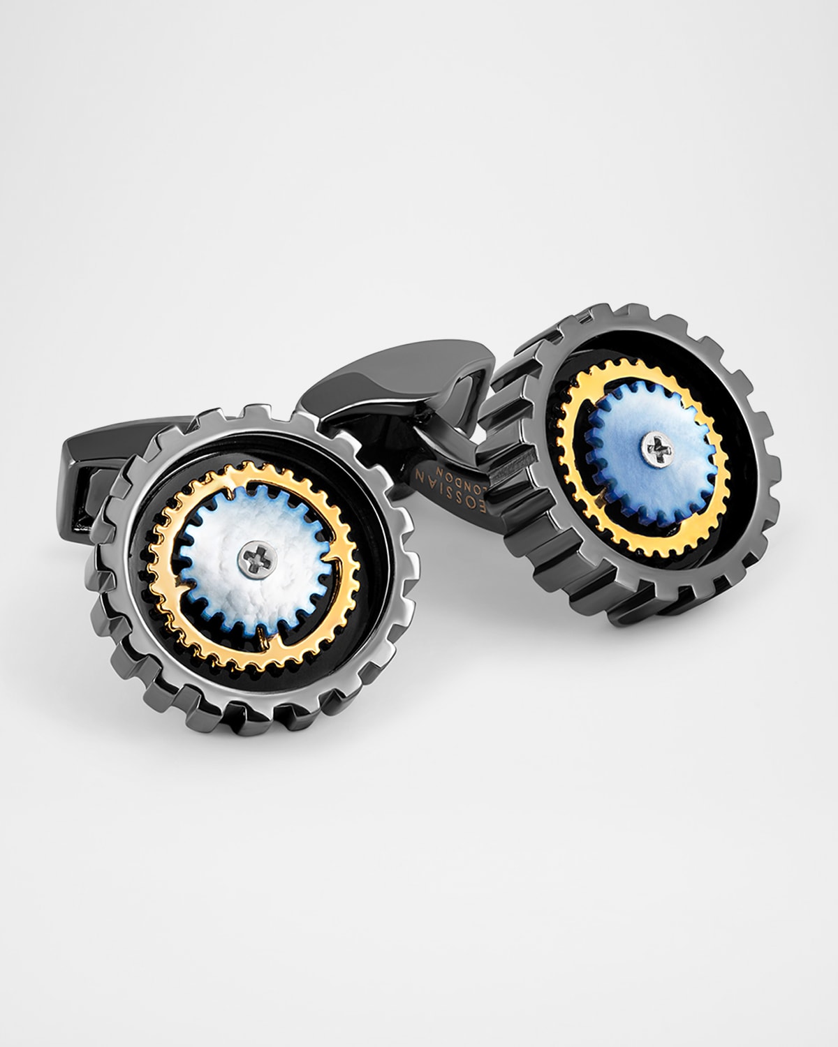 Tateossian Men 's Gold-Tone and Mother-Of-Pearl Rotating Gear Cufflinks