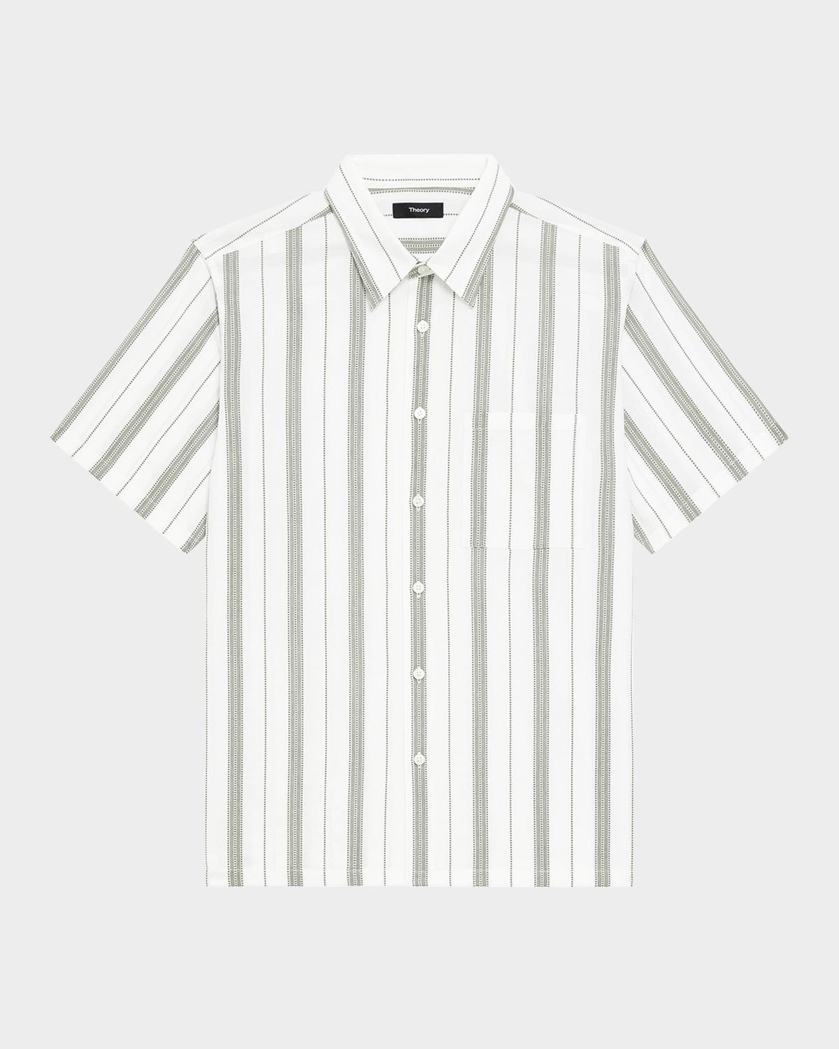 Theory Men's Summer Dobby Stripe Short-Sleeve Shirt