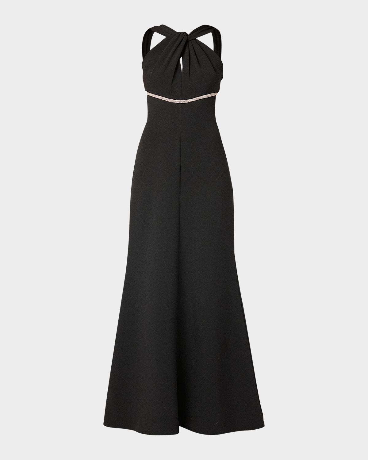 Shoshanna Baker Crystal-Embellished Halter Gown