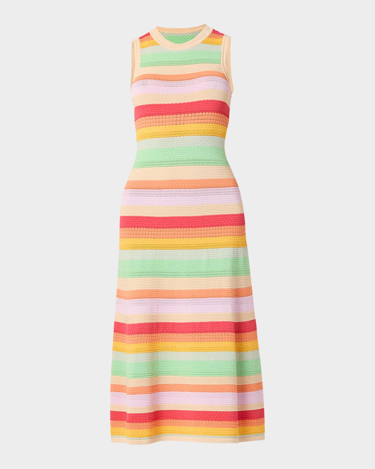 Shoshanna Keira Striped Mixed-Knit Midi Dress