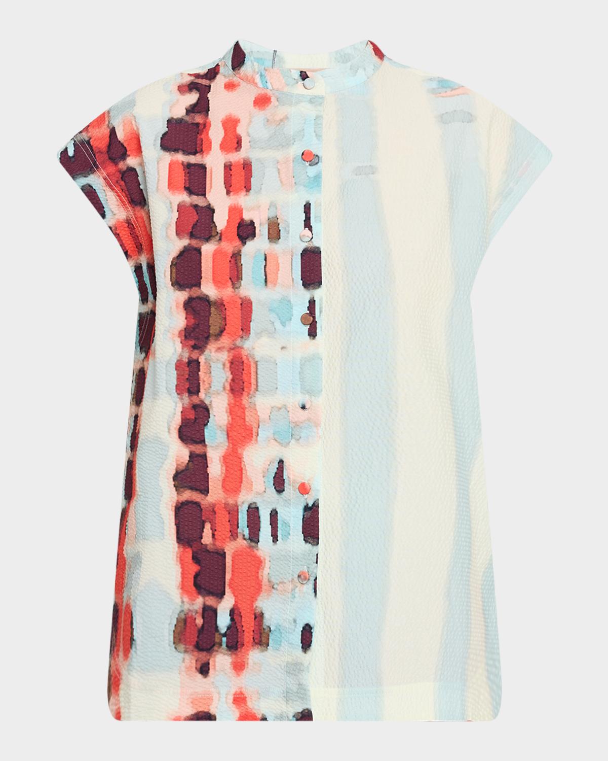 Silvia Tcherassi Adele Short-Sleeve Textured Blouse
