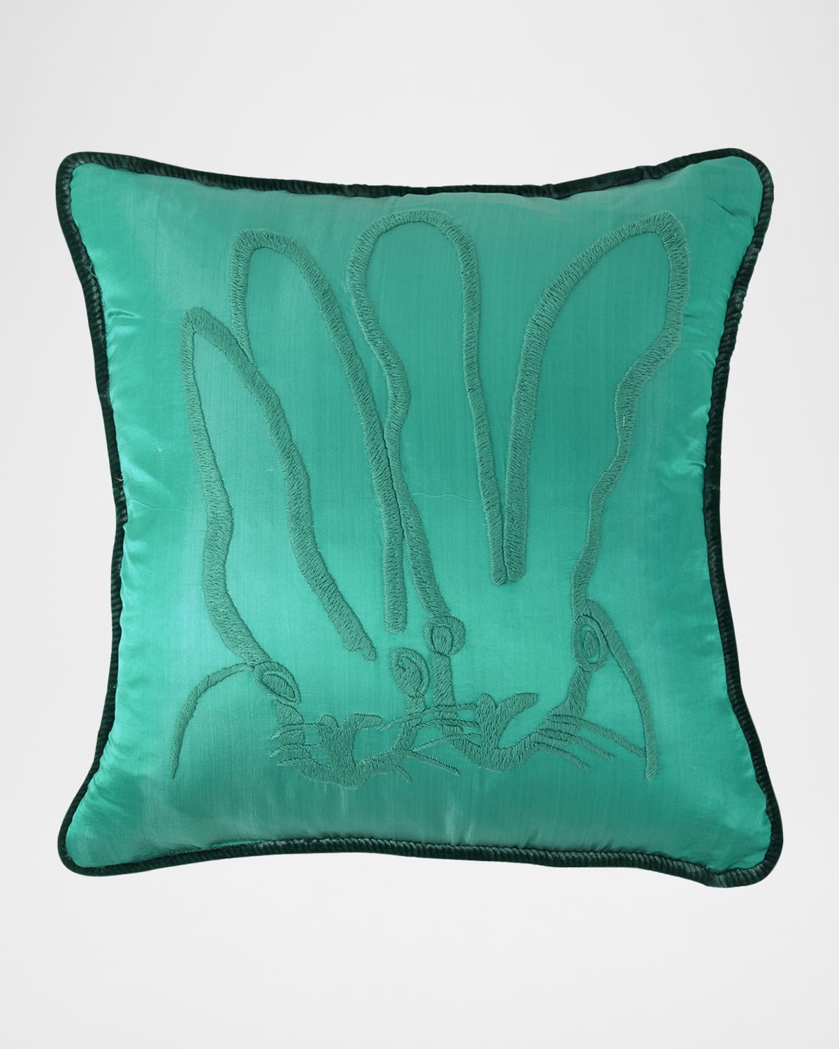 Hunt Slonem Hand-Embroidered Silk Pillow with Velvet Back, 18" Square