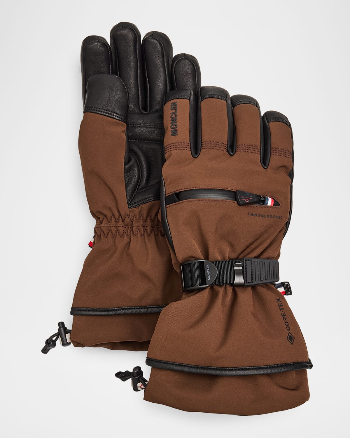 Moncler Grenoble x Reusch Men 's Leather and Stretch Nylon Padded Gloves with Pocket