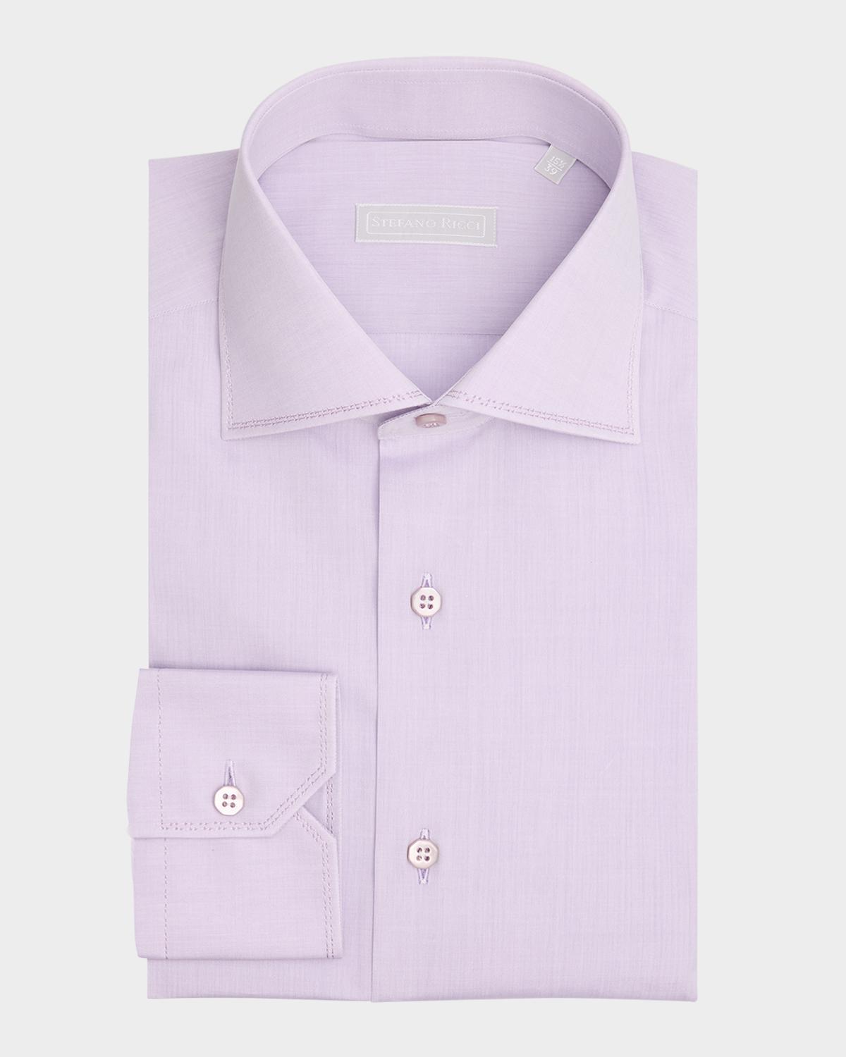 Stefano Ricci Men's Solid Cotton Dress Shirt