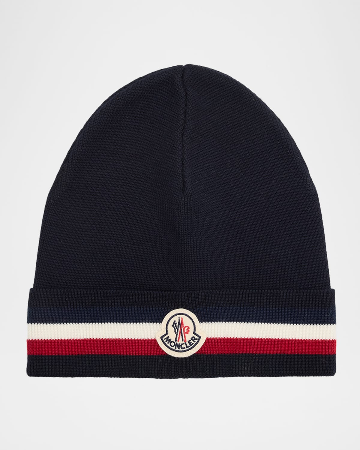 Moncler Men 's Wool Tricolor Wool Knit Beanie Hat