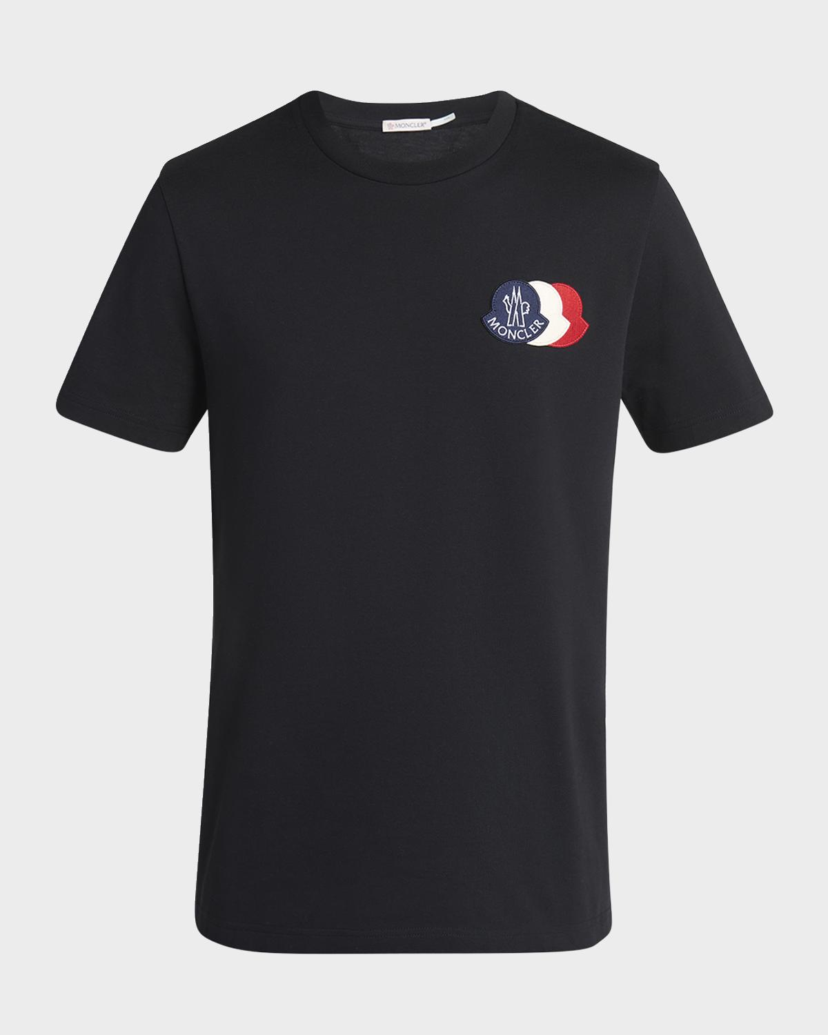 Men & apos;s Cotton Triple Logo Patch Crewneck T-Shirt