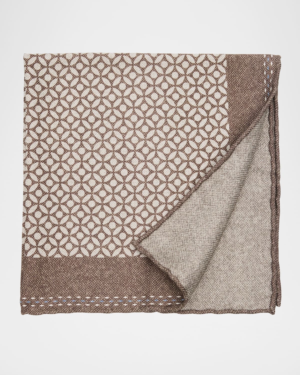 Brunello Cucinelli Men 's Geometric-Print Silk Pocket Square