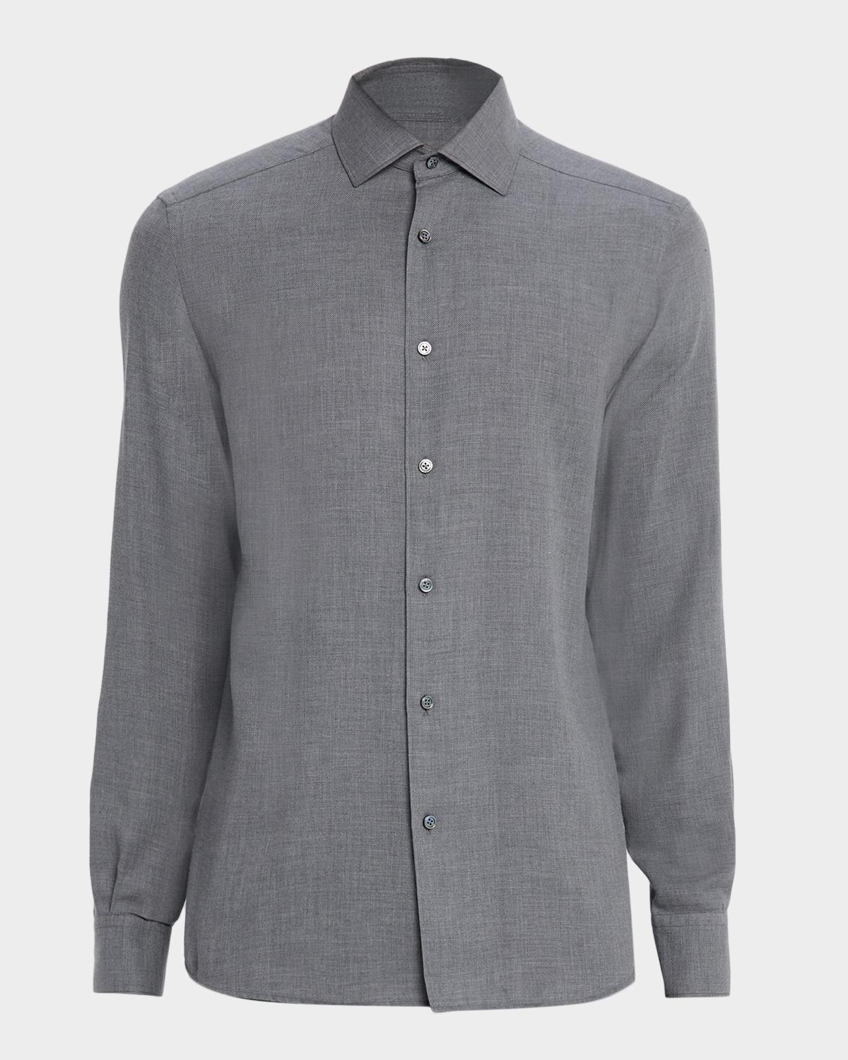 ZEGNA Men's Melange Cashco Sport Shirt