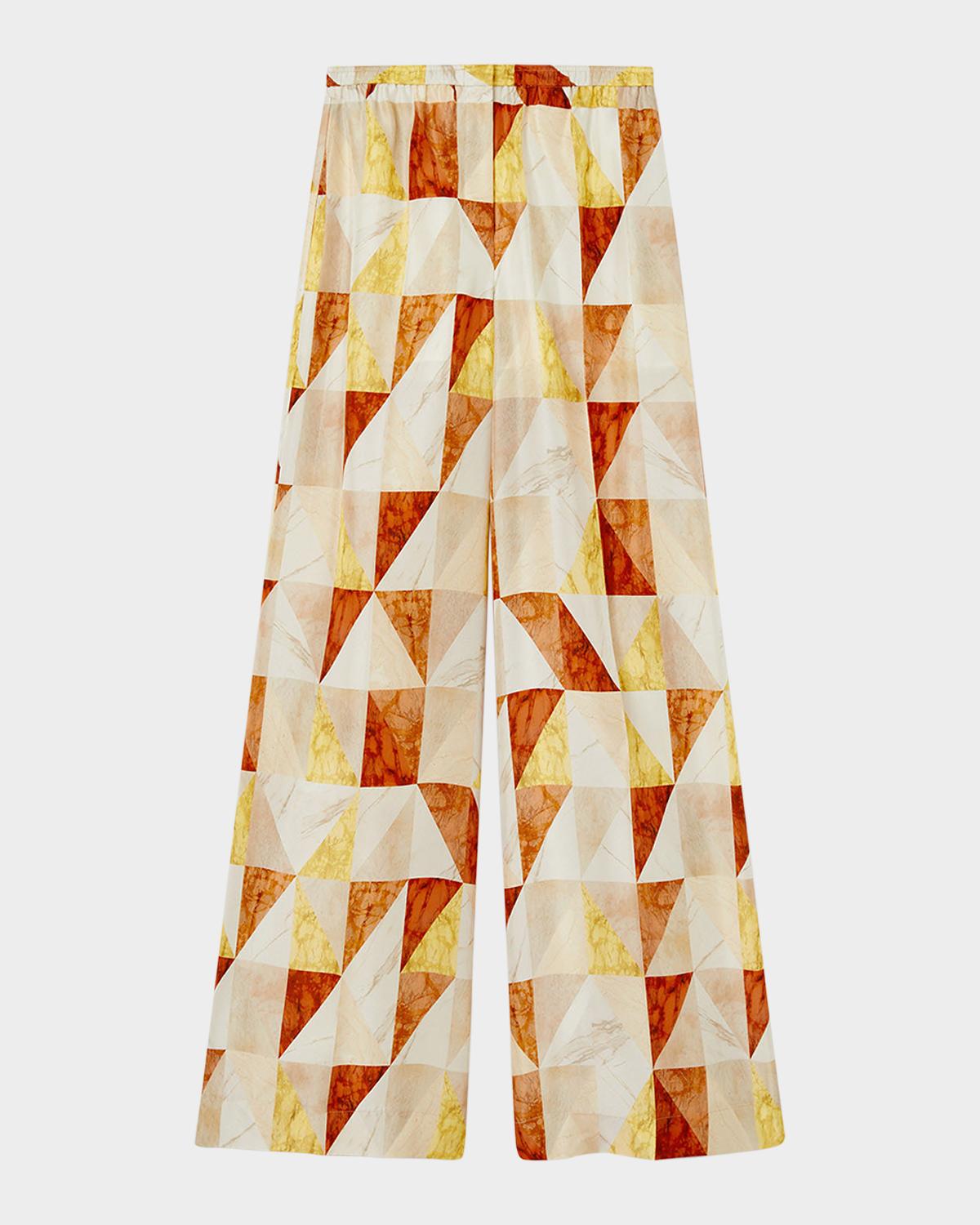 Joseph Thoresby Marble-Print Habotai Silk Trousers