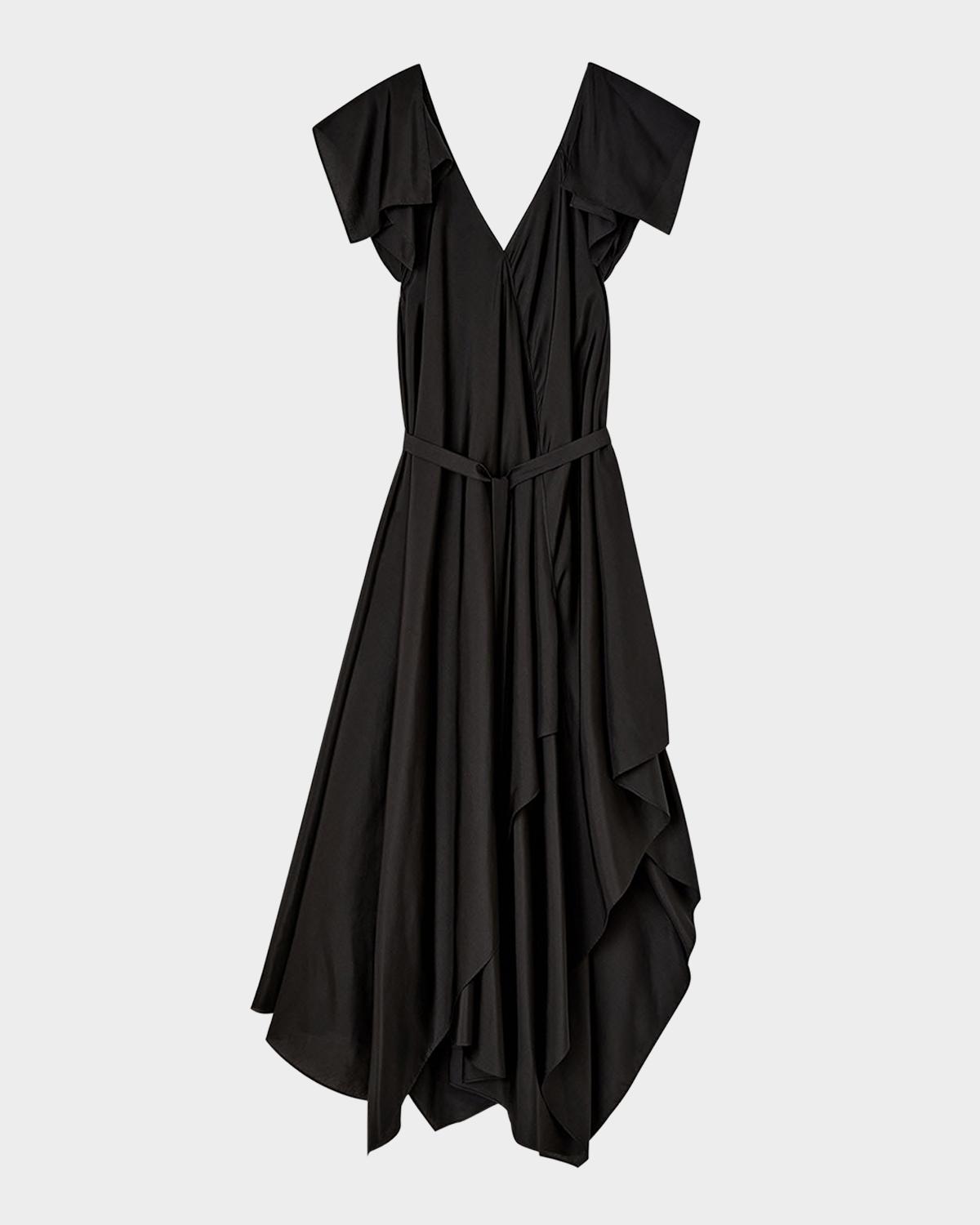 Joseph Plumet Draped Habotai Silk Maxi Dress