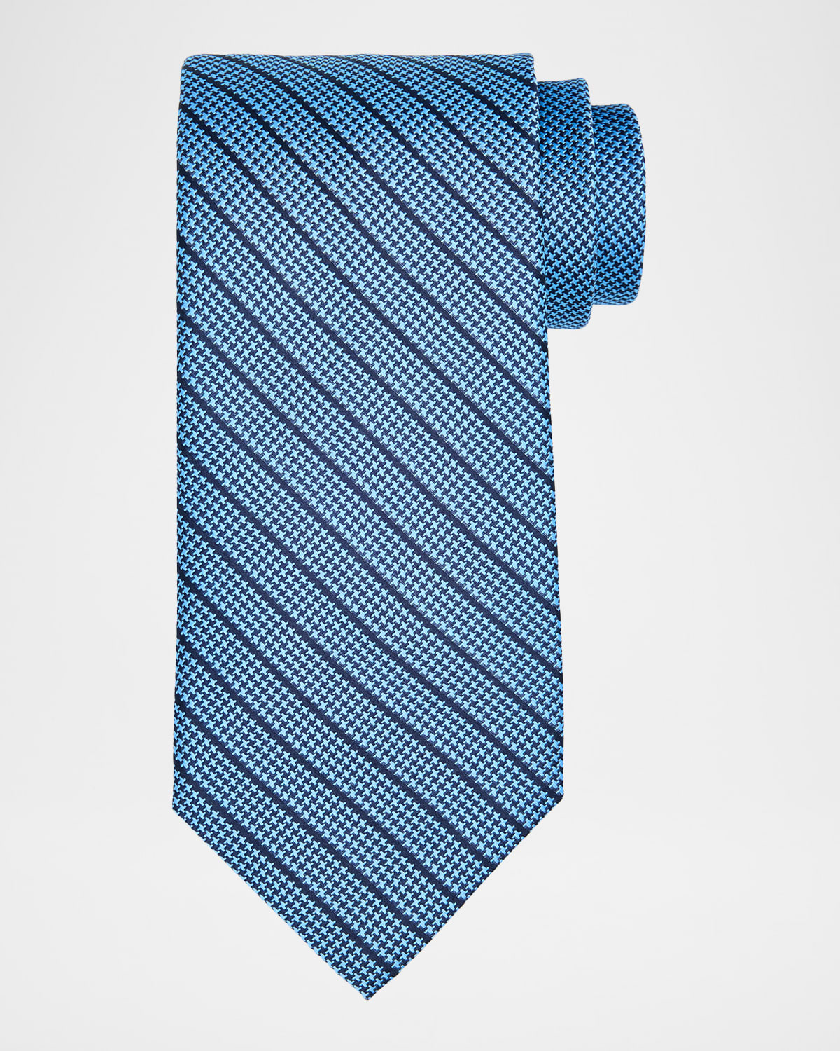 Stefano Ricci Men 's Houndstooth Diagonal Stripe Silk Tie