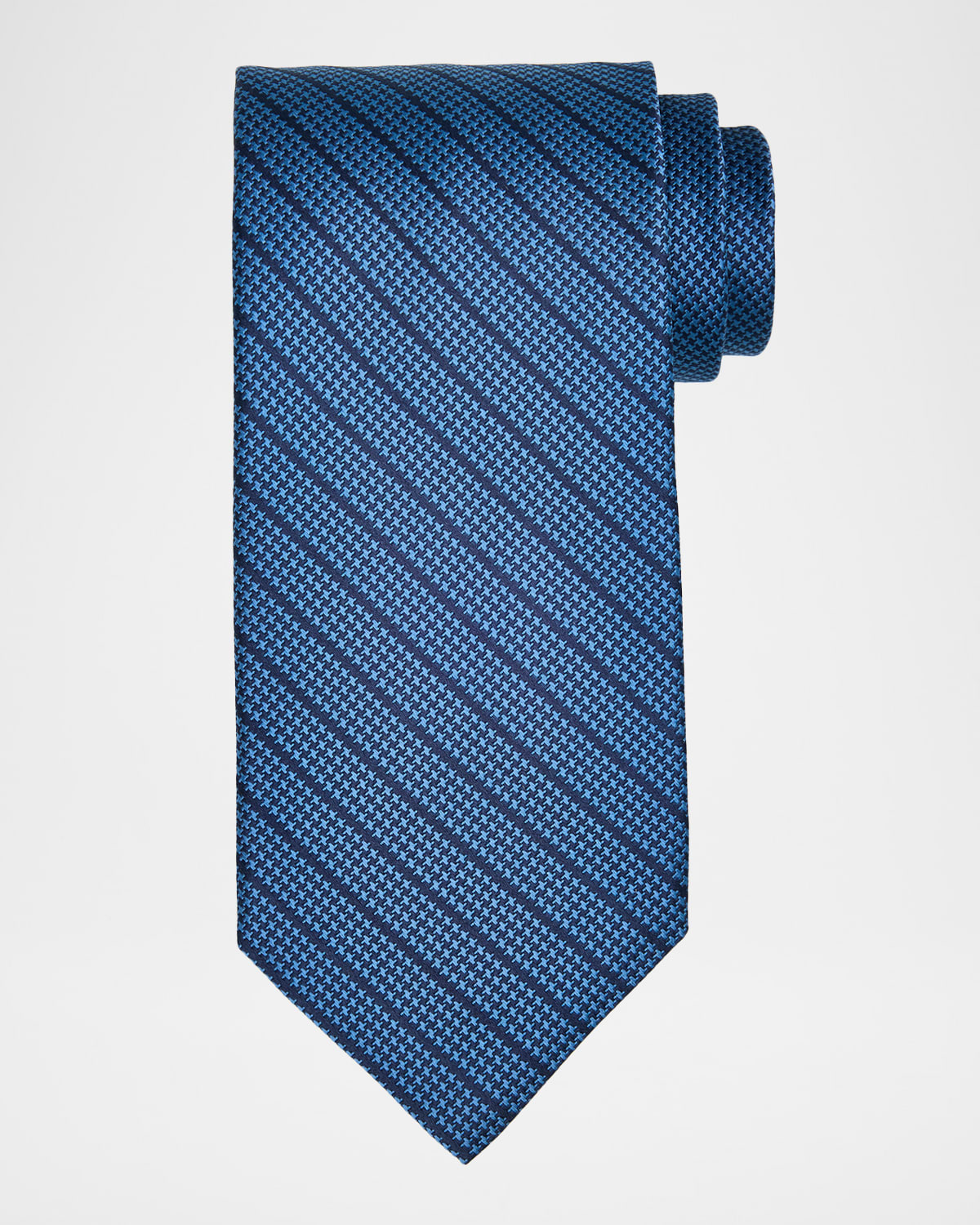 Stefano Ricci Men 's Houndstooth Diagonal Stripe Silk Tie | Thumbnail 4 Stefano Ricci Men 's Houndstooth Diagonal Stripe Silk Tie | Thumbnail 4