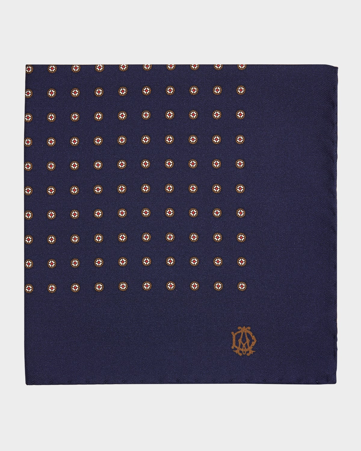 dunhill Men 's Medallion Mulberry Silk Pocket Square