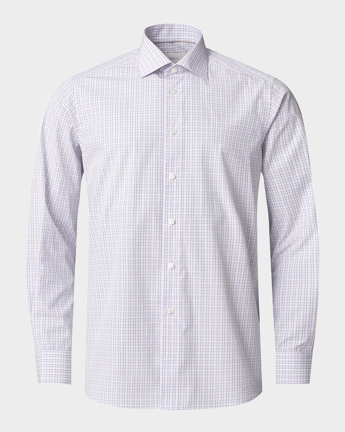 Eton Men's Elevated Grid Check Supima 120 Contemporary-Fit Dress Shirt
