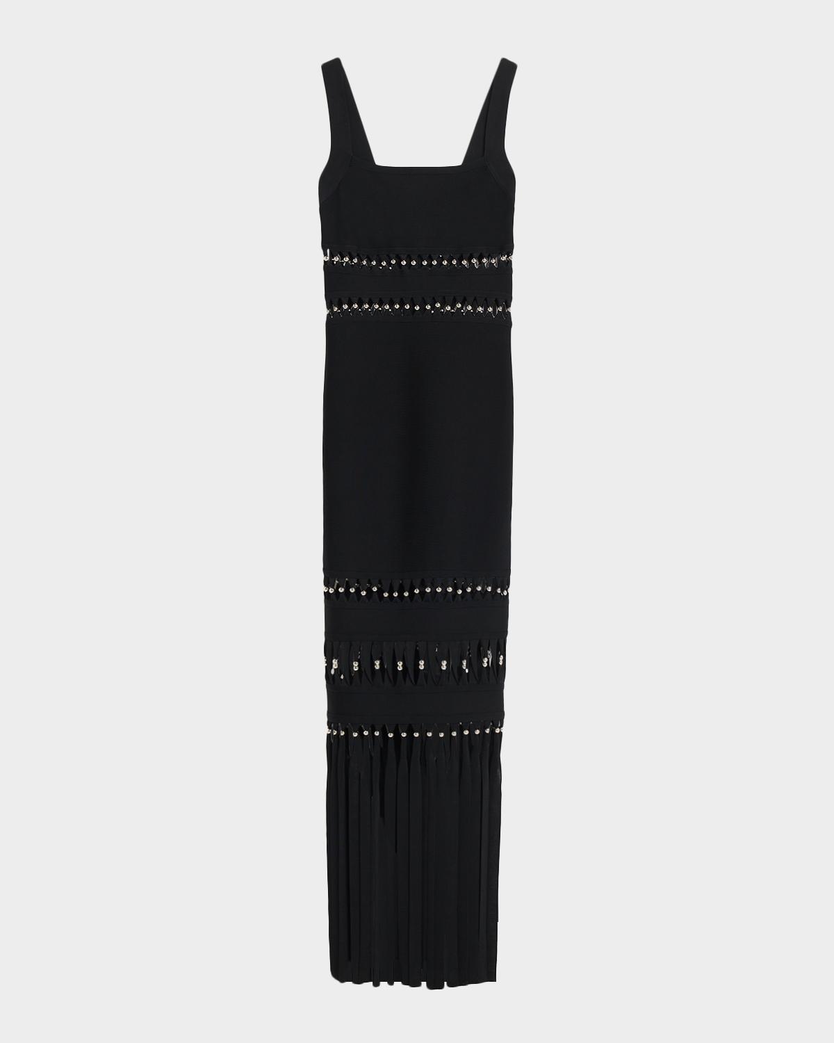 Hervé Léger The Ines Beaded-Cutout Fringe Gown