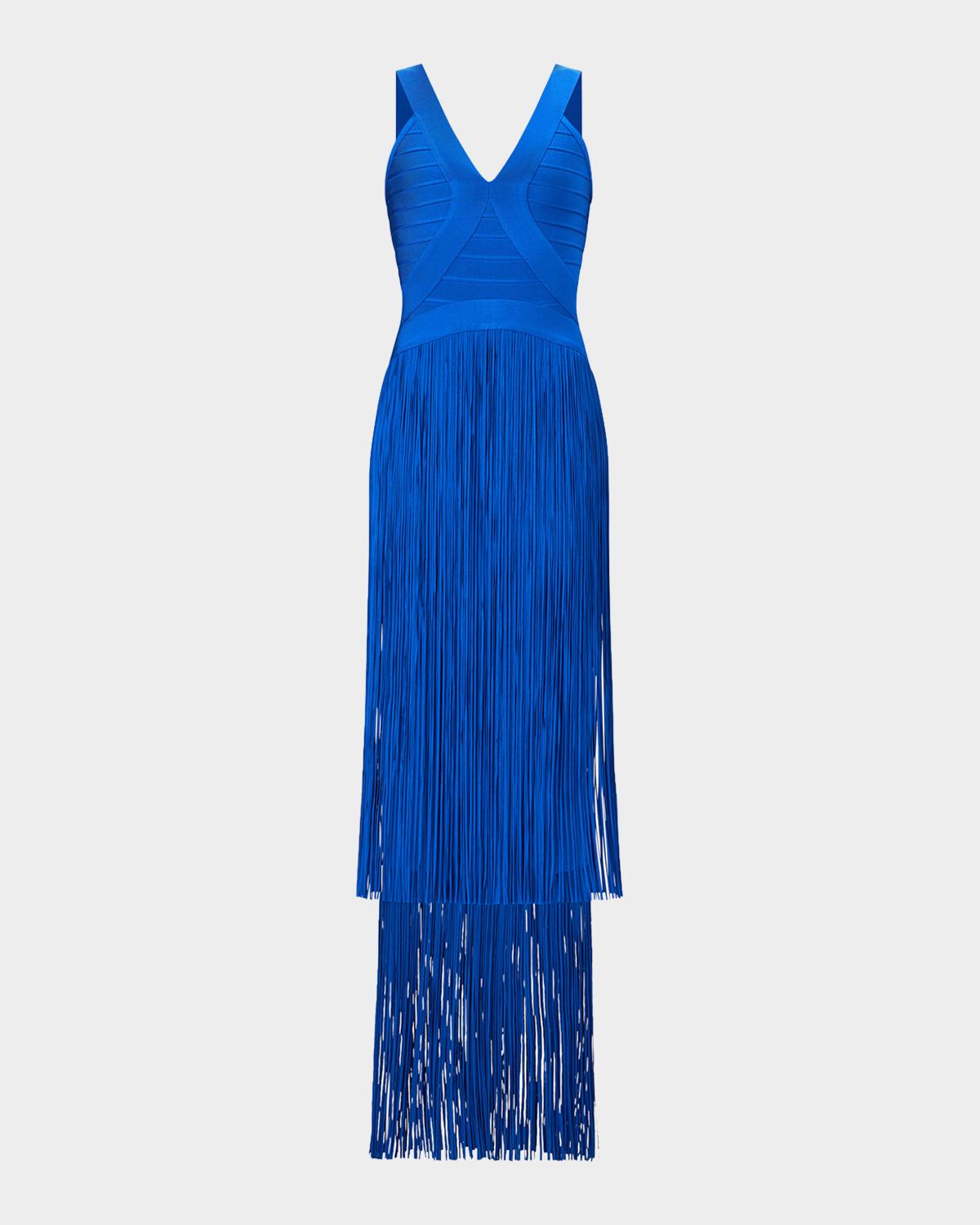 Hervé Léger The Brigitte Bandage Tiered Fringe Gown