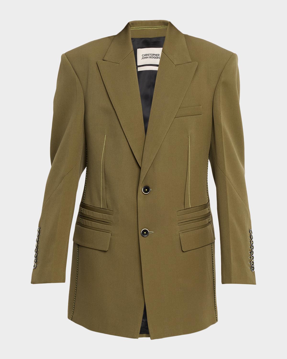 CHRISTOPHER JOHN ROGERS Oversized Cinched-Back Single-Breasted Jacket