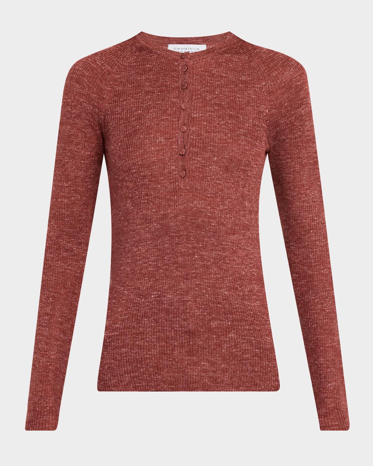 Gabriela Hearst Anges Cashmere Rib Henley Sweater