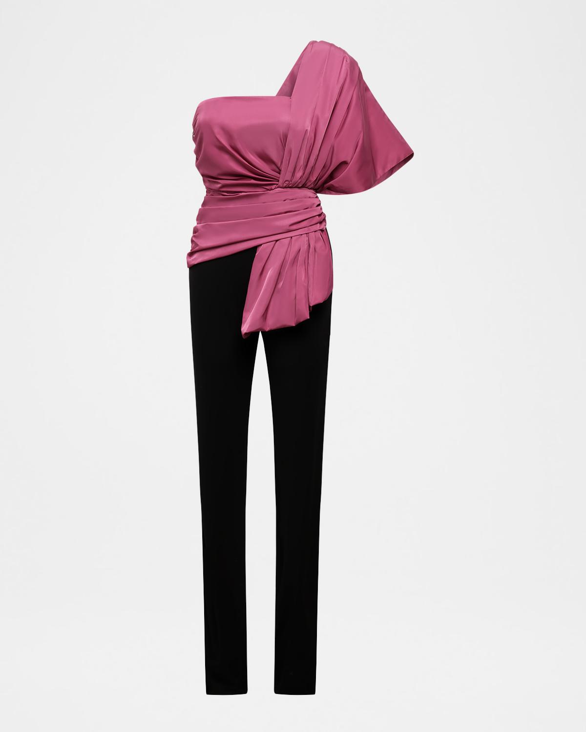 BCBGMAXAZRIA One-Shoulder Bow Jumpsuit