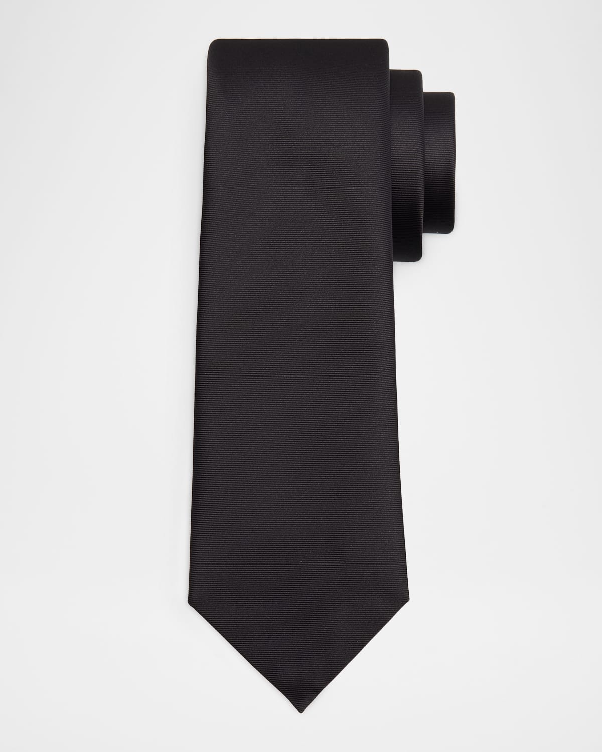 Emporio Armani Men 's Silk Twill Micro-Rib Solid Tie
