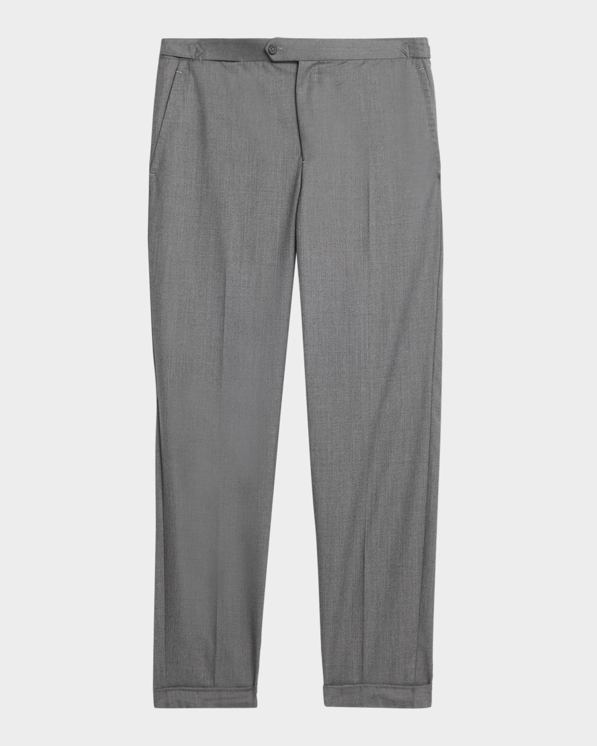 Isaia Men's Wool Twill Side-Tab Trousers