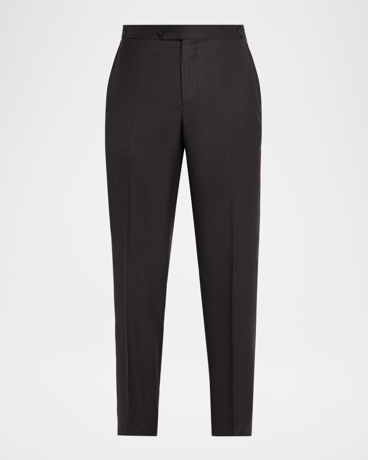 Isaia Men's Wool Twill Side-Tab Trousers
