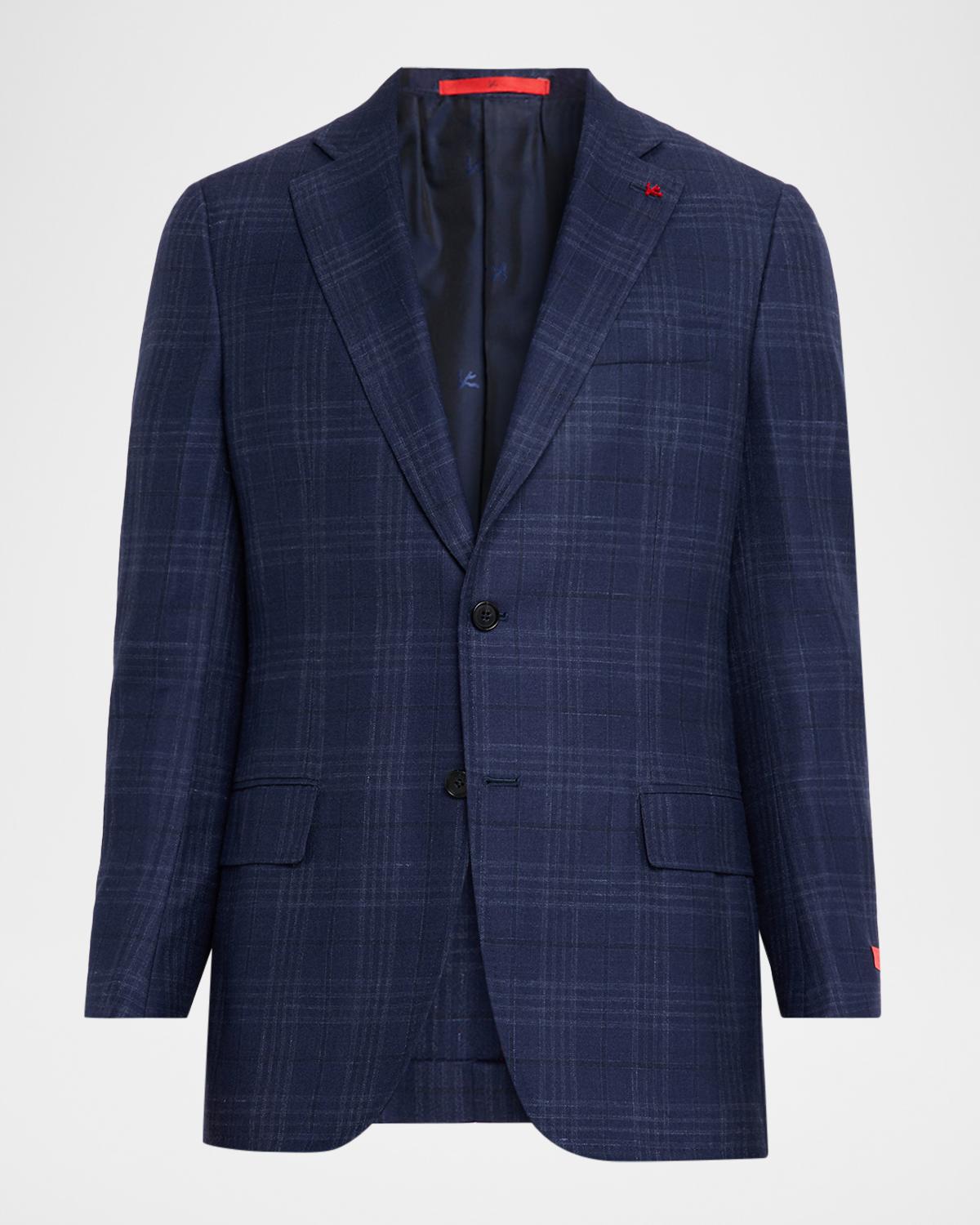 Isaia Men's Tonal Plaid Single-Breasted Sport Coat