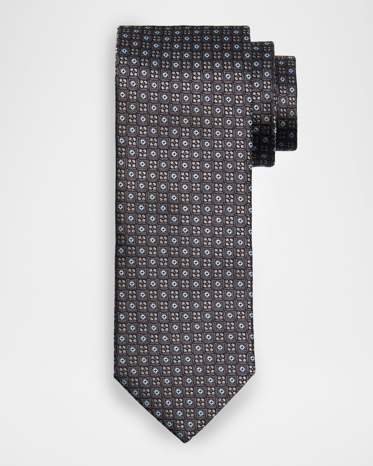 Canali Men 's Round Medallion Silk Jacquard Tie