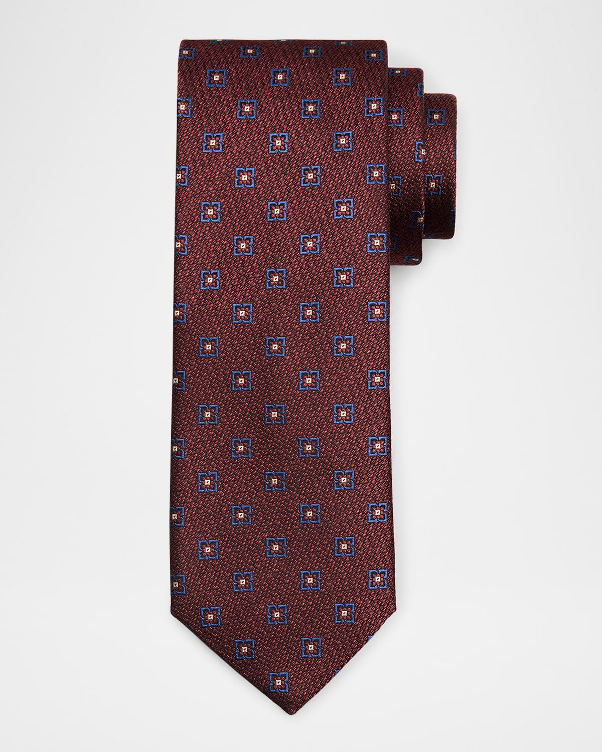 Canali Men 's Floral Geometric Silk Jacquard Tie