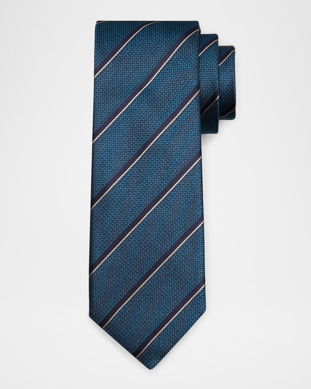 Canali Men 's Textured Multi-Stripe Silk Jacquard Tie