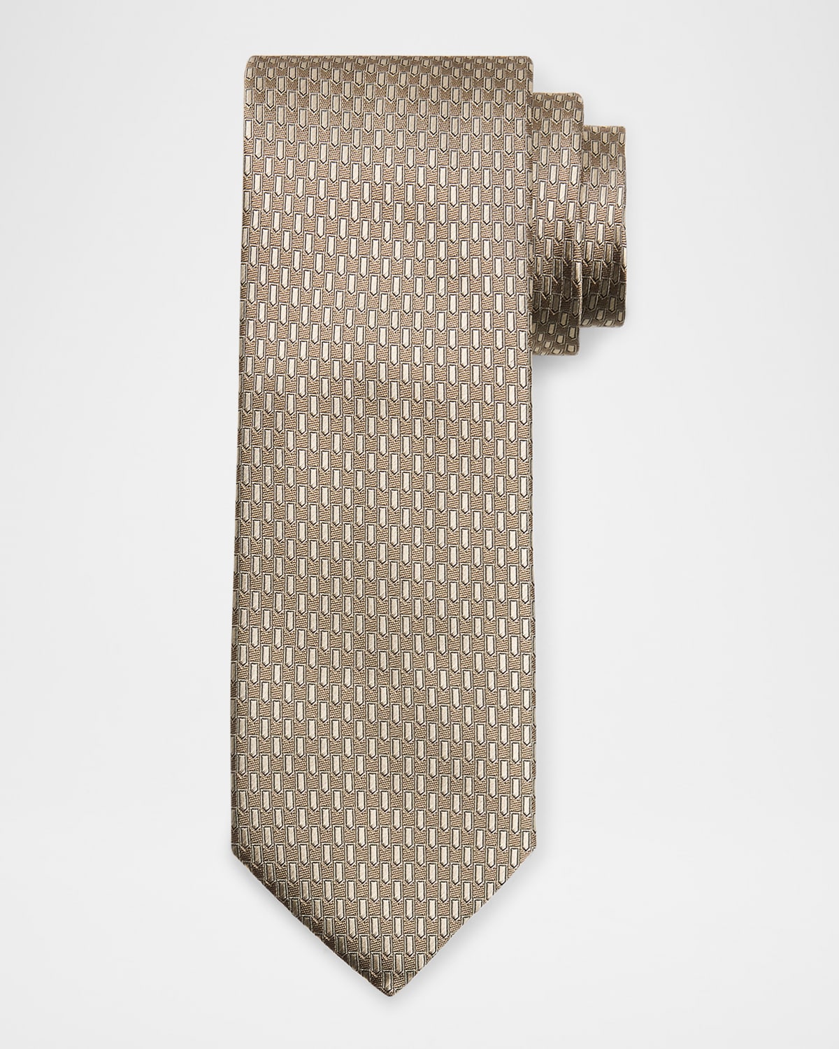 Canali Men 's Tonal Geometric Jacquard Silk Tie