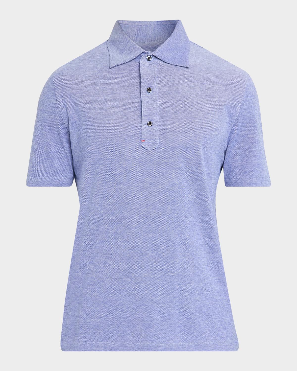 Isaia Men's Washed Cotton Piquet Polo Shirt