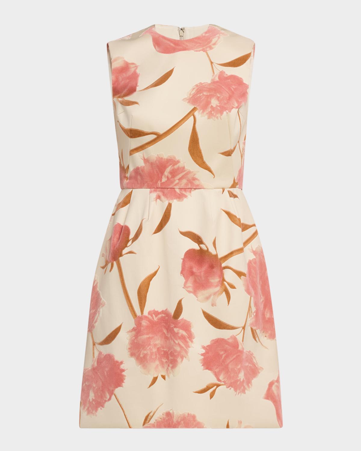 Lela Rose Floral Sleeveless Fit-&-Flare Mini Dress